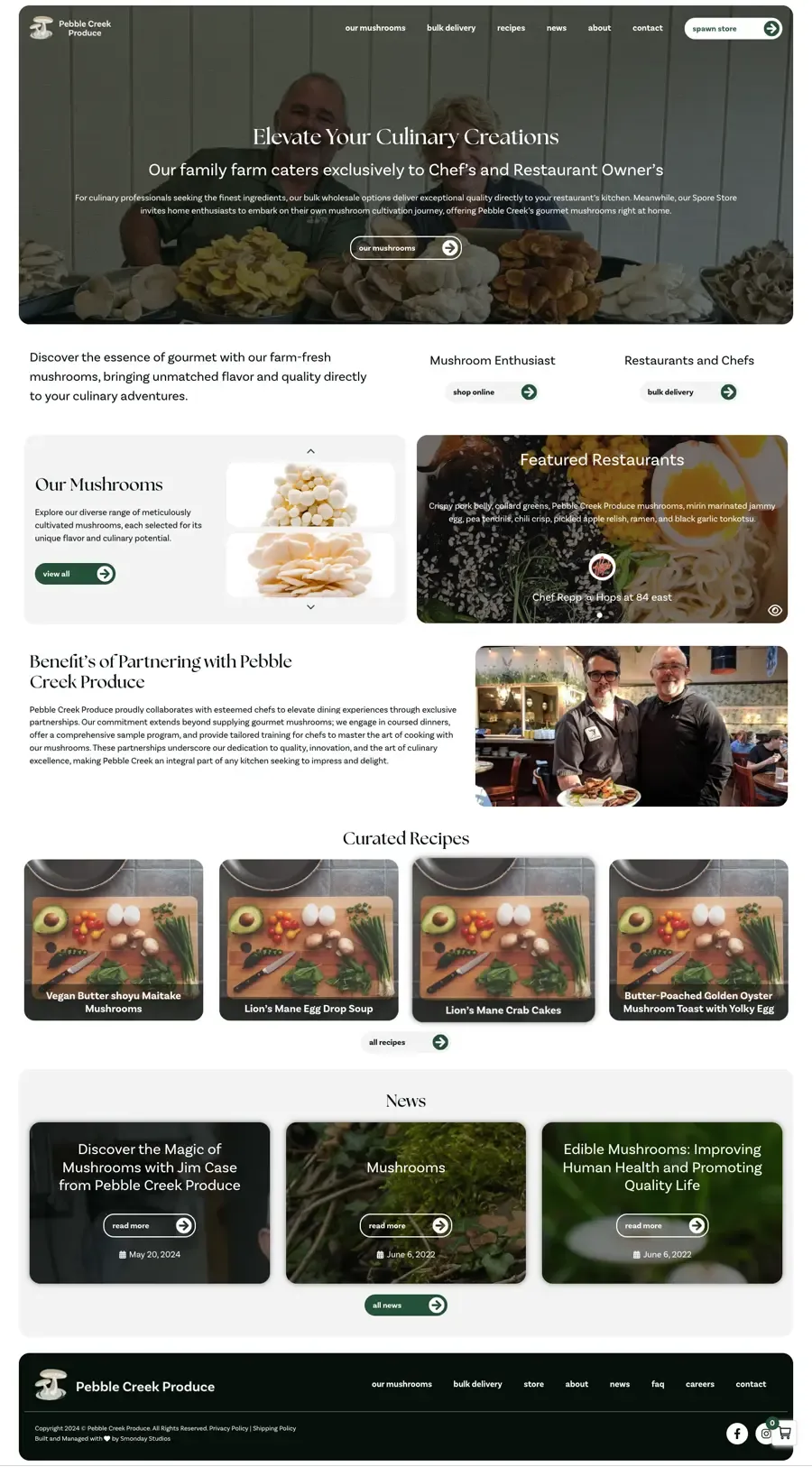 Pebble Creek Produce website, as it is live