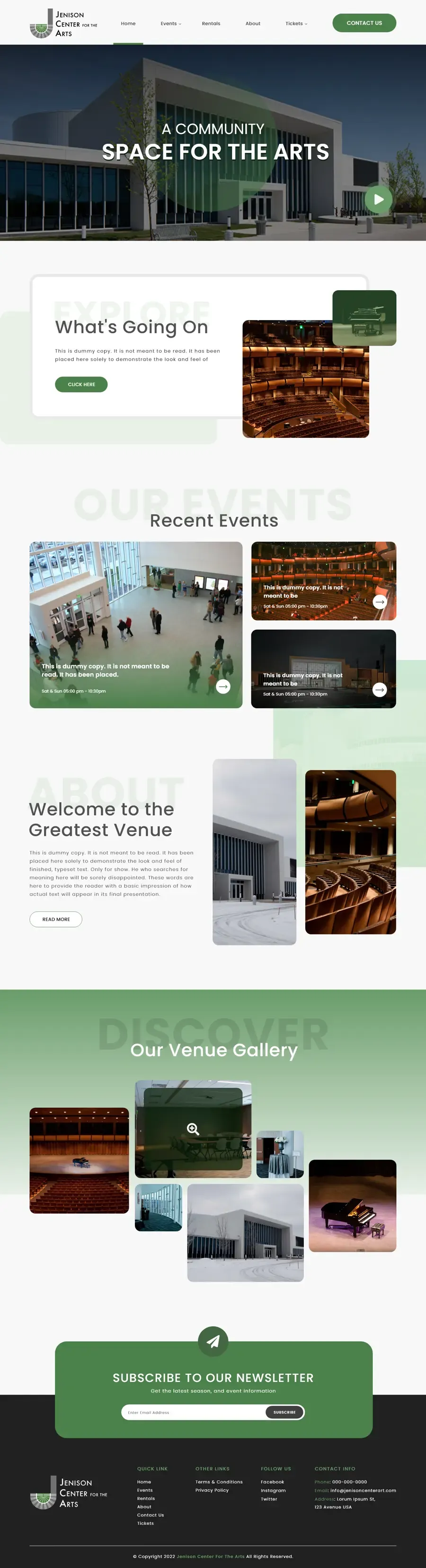 Jenison Center for the Arts website, as it is live