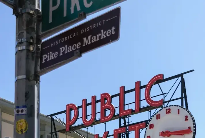 Pike Place Market in Seattle — the studio's Pacific Northwest home