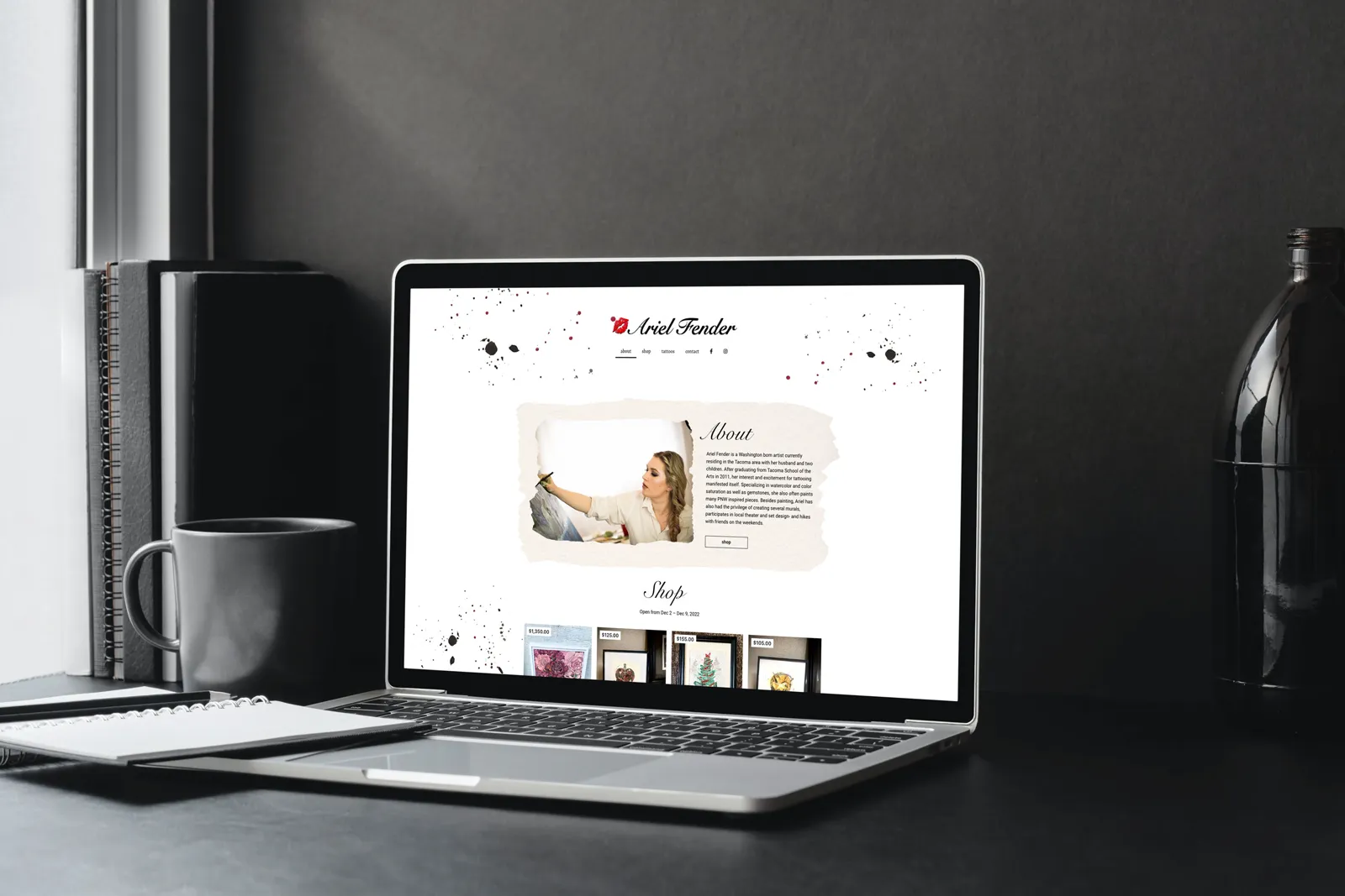 Ariel Fender — website mockup